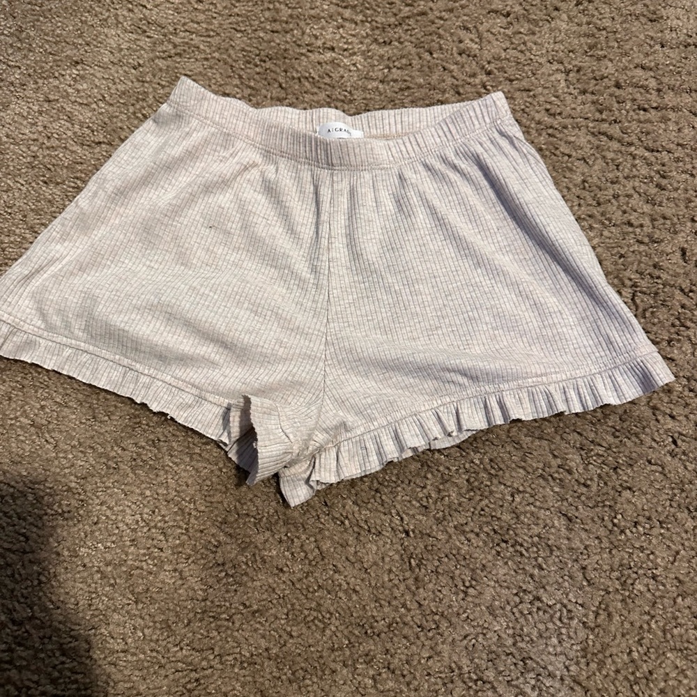 Ribbed Cotton Ruffle Shorts